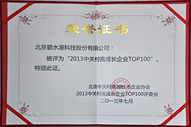 2013中关村高成长企业TOP100